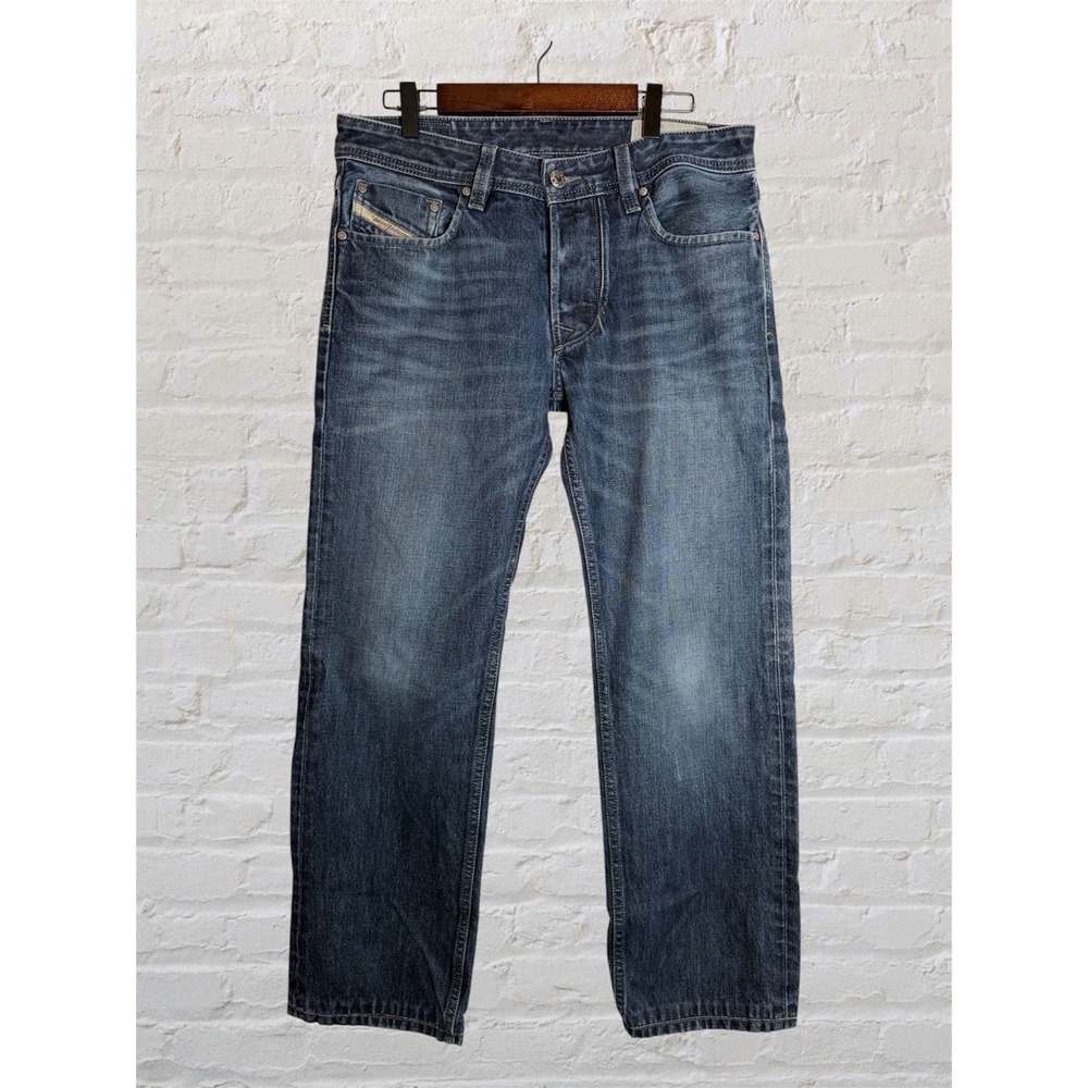 Diesel LARKEE Jeans Men's 30x30 (fits 32x28) Straight Leg Med Wash Whiskered Y2K